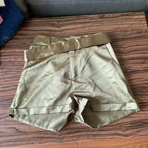 Olive Satin Shorts